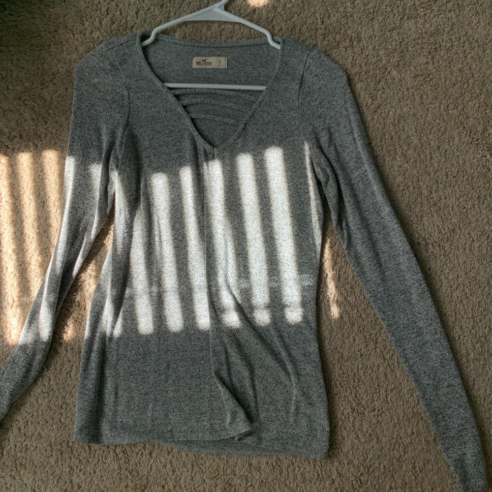 long sleeve grey open chest